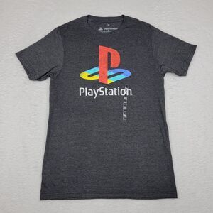 PlayStation Shirt Mens Small‎ Gray Sony PS Video Game Retro Short Sleeve Tee